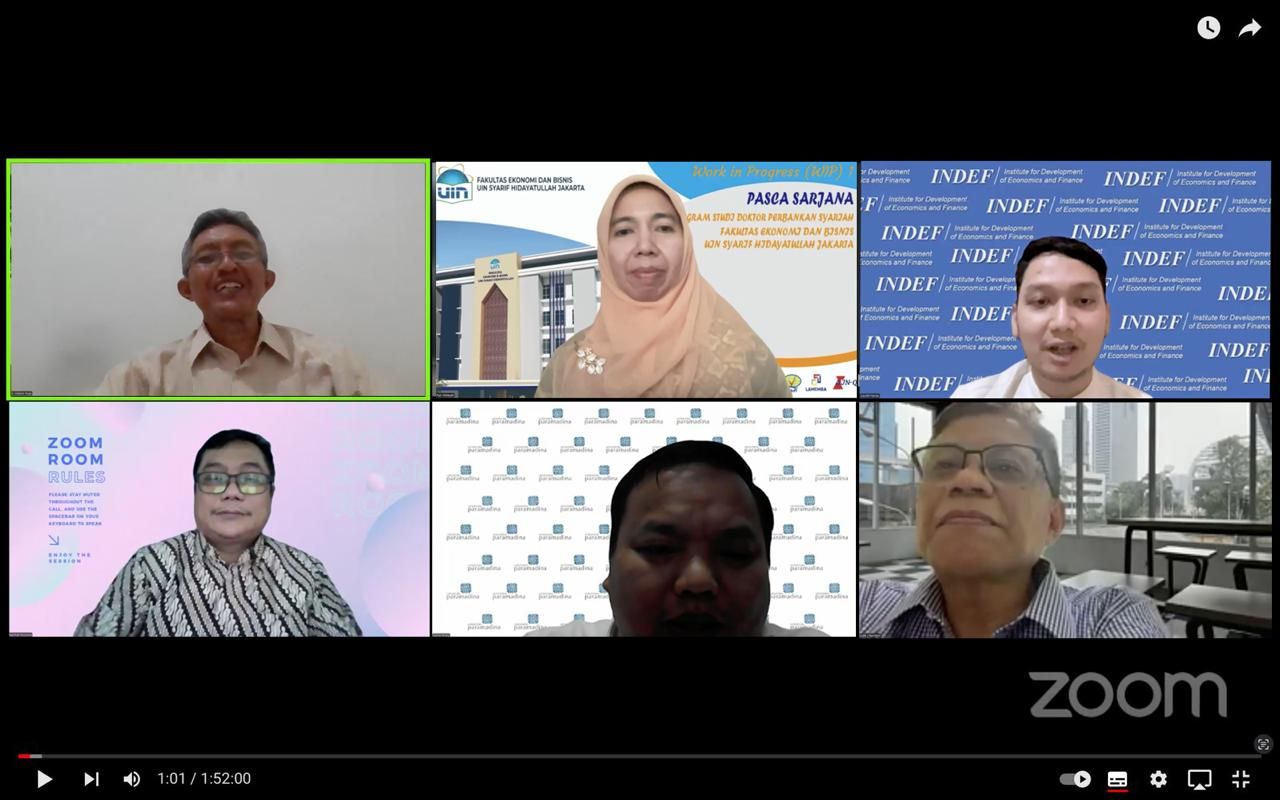 Diskusi yang diselenggarakan oleh Universitas Paramadina dan UIN Jakarta yang mengusung tema “Prospek Kebijakan Pengembangan Ekonomi Keuangan Syariah di Era Prabowo” diadakan secara daring melalui zoom meeting baru-baru ini.  