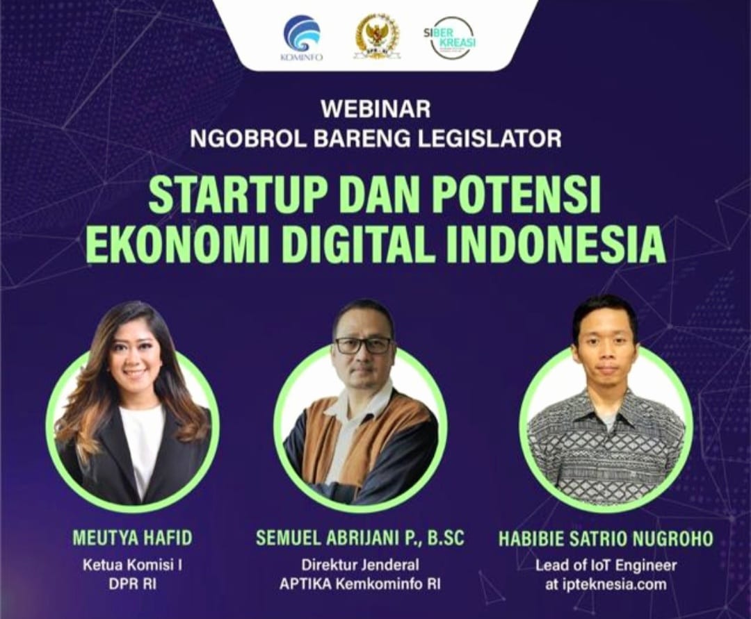 Webinar via zoom yang diselenggarakan DPR bersama Kementerian Komunikasi dan Informatika (Kominfo) diikuti 250 mahasiswa dari wilayah Sumatera Utara dan sebagian wilayah Jabodetabek menghadirkan Dirjen Aptika Kemenkominfo, Semuel A Pangerapan dan Lead of 